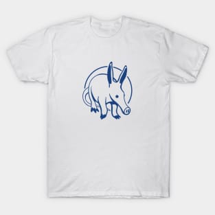 Stylized, minimal art of an marvelous Aardvark in blue T-Shirt